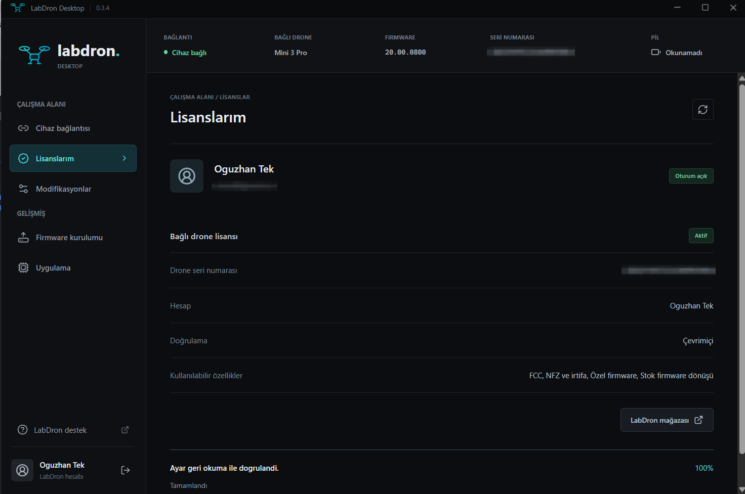 LabDron PC — My licenses
